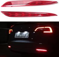 sumk sequential led rear bumper reflector brake tail light turn signal lamps for tesla model 3 (2018-2021) - super bright red led strip light bar logo