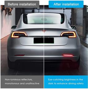 img 3 attached to SUMK Sequential LED Rear Bumper Reflector Brake Tail Light Turn Signal Lamps for Tesla Model 3 (2018-2021) - Super Bright Red LED Strip Light Bar