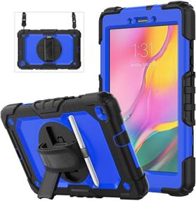 img 4 attached to Herize Heavy Duty Shockproof Protective Case for Samsung Galaxy Tab A 8.0 📱 (SM-T290/T295/T297) - Durable Rubber Cover with Screen Protector, Pencil Holder, Hand Strap, and Shoulder Strap