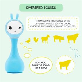 img 2 attached to 🎶 Blue Alilo Smarty Bunny Shake & Tell Musical Toy Rattle for Newborns and Infants - Soother with Lullaby Song Story, Music Player & Games