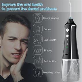 img 3 attached to 💧 Cordless Water Flosser – Portable and Rechargeable Dental Oral Irrigator for Teeth Braces, 320ML Capacity, 5 Modes, 4 Jet Tips, IPX7 Waterproof, Teeth Cleaner for Home and Travel