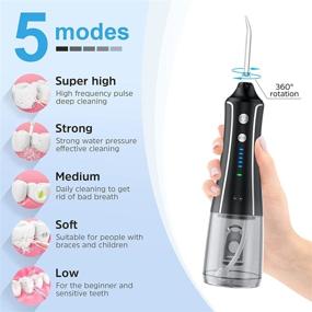 img 2 attached to 💧 Cordless Water Flosser – Portable and Rechargeable Dental Oral Irrigator for Teeth Braces, 320ML Capacity, 5 Modes, 4 Jet Tips, IPX7 Waterproof, Teeth Cleaner for Home and Travel