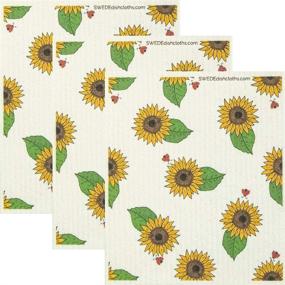 img 4 attached to 🌻 Swedish Dishcloth Ladybug Sunflower Set of 3 - Eco-Friendly, Reusable & Absorbent Spongecloth