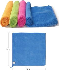 img 3 attached to 🧼 Premium 12 Pack Microfiber Cleaning Cloths: Lint Free, Ultra Absorbent & Gentle for Windows, Kitchen, Cars - 12in×12in