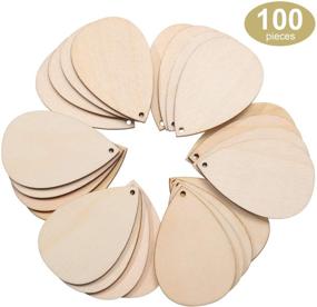 img 2 attached to 🔲 100 Pieces Unfinished Wood Teardrop Earring Pendants - Wooden Blanks for DIY Jewelry Making