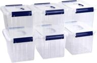 📦 sandmovie 6 l plastic storage bin, latch box, clear - 6-pack: organize and store with ease! logo