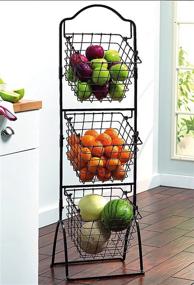 img 2 attached to 🧺 Gourmet Basics by Mikasa 3-Tier Metal Market Basket in Antique Black
