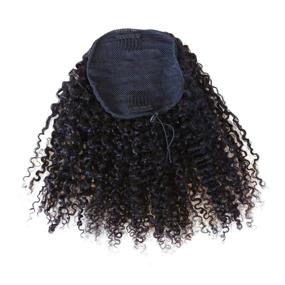 img 3 attached to 🏾 ZigZag Afro Kinky Curly Clip-in Top Closure Ponytail - Бразильское натуральное волос человека для афроамериканских женщин - Волосы-распуск 4B 4C на резинке (12 дюймов, 3B 3C)