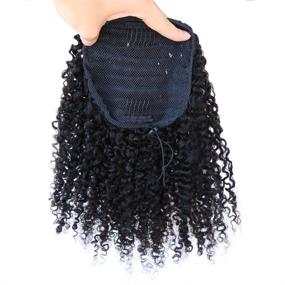 img 1 attached to 🏾 ZigZag Afro Kinky Curly Clip-in Top Closure Ponytail - Бразильское натуральное волос человека для афроамериканских женщин - Волосы-распуск 4B 4C на резинке (12 дюймов, 3B 3C)