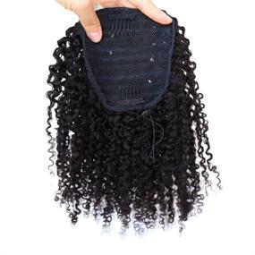 img 4 attached to 🏾 ZigZag Afro Kinky Curly Clip-in Top Closure Ponytail - Бразильское натуральное волос человека для афроамериканских женщин - Волосы-распуск 4B 4C на резинке (12 дюймов, 3B 3C)