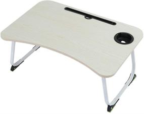 img 1 attached to 🛏️ Convenient Foldable Laptop Desk: Portable Standing Bed Table with Cup Slot & Foldable Legs - Ideal for Breakfast, Reading, or Work (White)