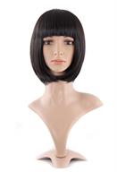 👩 mapofbeauty 12" fashion lady short straight flat bangs bob wig (black) for enhanced seo logo