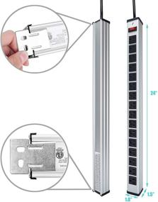 img 1 attached to 💡 BTU 16 Outlet Power Strip Surge Protector, Multi Plug Heavy Duty Power Socket with 15ft Extension Cord & Circuit Breaker, ETL Certified, Silver - Ideal for Workshops, Industries