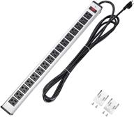 💡 btu 16 outlet power strip surge protector, multi plug heavy duty power socket with 15ft extension cord & circuit breaker, etl certified, silver - ideal for workshops, industries logo