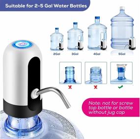 img 1 attached to Electric Portable Water Pump Dispenser for 2-5 Gallon Bottles - USB Charging, Ideal for Home, Kitchen, Office, and Outdoors (White)