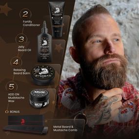 img 2 attached to 🧔 Complete Beard Kit for Men - Bossman Beard Oil Jelly, Fortify Shower Conditioner, Balm, Mustache Wax, and Comb - Enhanced Beard Softener, Growth, and Grooming Kit (Stagecoach)