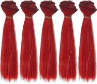🔥 lot of 5, 15cmx100cm long straight fire red heat resistant hair pieces for diy bjd blythe pullip doll wig making logo