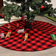🎄 atiming buffalo check christmas tree skirt - 35.4 inches red and black plaid xmas tree skirt mat - christmas holiday party new year decor - xmas decoration (red and black, 35.4inch/90cm) logo