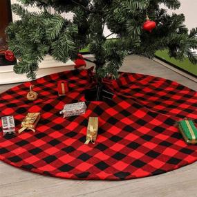 img 4 attached to 🎄 Atiming Buffalo Check Christmas Tree Skirt - 35.4 Inches Red and Black Plaid Xmas Tree Skirt Mat - Christmas Holiday Party New Year Decor - Xmas Decoration (Red and Black, 35.4inch/90cm)