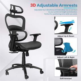 img 1 attached to 💺 Ergousit Ergonomic Office Chair - Mesh Computer Chair with Adjustable 3D Armrest, Lumbar Support and Headrest - Rolling Desk Chair, Gaming Chairs, Executive Swivel Chair for Home and Office - Black