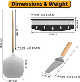 img 3 attached to FYGH Pizza Peel Set: Food-Grade Aluminum Pizza Paddle with 34'' Extended Length and Removable Wooden Handle - Includes 14'' Rocking Knife Crust Cutter Blade