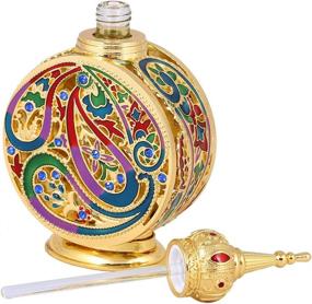 img 2 attached to H&D HYALINE & DORA Vintage Enameled Metal and 🕰️ Glass Perfume Bottle - Egyptian Style Refillable 18ml Empty Vial