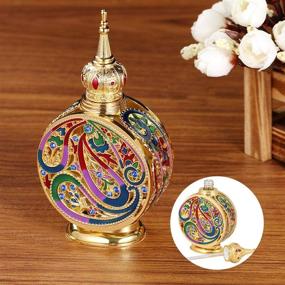 img 4 attached to H&D HYALINE & DORA Vintage Enameled Metal and 🕰️ Glass Perfume Bottle - Egyptian Style Refillable 18ml Empty Vial