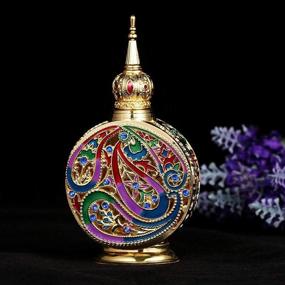 img 1 attached to H&D HYALINE & DORA Vintage Enameled Metal and 🕰️ Glass Perfume Bottle - Egyptian Style Refillable 18ml Empty Vial