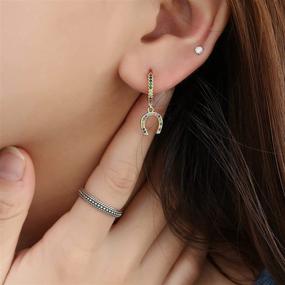 img 1 attached to 💎 Women's Girls' Jewelry Gift: Small CZ Heart Shape Snake Evil Eye Drop Huggie Dangle Hoop Earrings