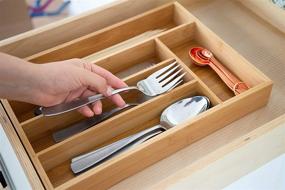 img 1 attached to Utensil Organizer Kitchen Drawer Divider - Evriholder UTOR6-AMZ with 5 Compartments, 100% Sustainably Sourced Bamboo Material