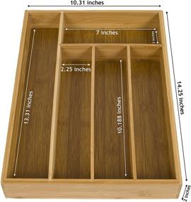 img 3 attached to Utensil Organizer Kitchen Drawer Divider - Evriholder UTOR6-AMZ with 5 Compartments, 100% Sustainably Sourced Bamboo Material