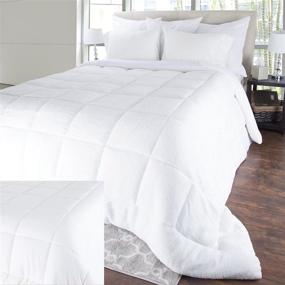 img 3 attached to Bluestone Oversized Reversible Down Alternative Comforter with Sherpa - King Size, White