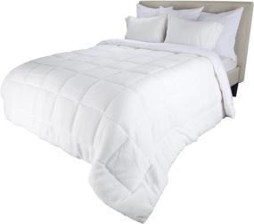 img 4 attached to Bluestone Oversized Reversible Down Alternative Comforter with Sherpa - King Size, White