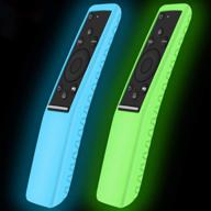 📺 silicone protective case for samsung smart tv remote controller bn59 series - remote case holder skin for smart 4k ultra hdtv remote - shockproof samsung curved remote back cover in glowblue and glowgreen colors logo