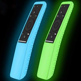 img 4 attached to 📺 Silicone Protective Case for Samsung Smart TV Remote Controller BN59 Series - Remote Case Holder Skin for Smart 4K Ultra HDTV Remote - Shockproof Samsung Curved Remote Back Cover in Glowblue and Glowgreen Colors