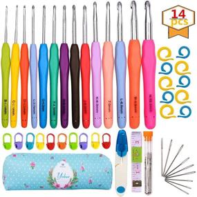 Crochet Needles Set 14pcs Ergonomic Soft Handle Big Size 8.0 9.0 10.0mm  Crochet Hooks Knitting Needles Kit with Case