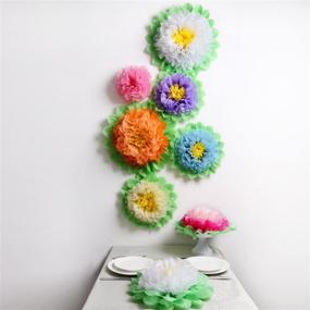 img 1 attached to 🌸 Large Paper Flowers Pom-Pom Kit by Landisun Crafts - 18" Inches (Pack of 6), Assorted Colors