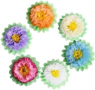 🌸 large paper flowers pom-pom kit by landisun crafts - 18" inches (pack of 6), assorted colors logo