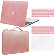 b belk macbook air 13 inch case 2020 2019 2018 - complete bundle with sleeve, keyboard covers, and screen protector - glitter rose gold logo