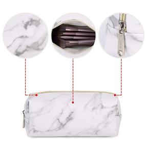 img 1 attached to 💄 WANDF Makeup Bag Set - Toiletry Bag Trio, Portable Cosmetic Pouches for Women, Travel Organizers in Water-resistant Design (Marble White)