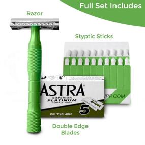 img 3 attached to BarberUpp Razor for Men - Long Handle Brass Safety Razor with Free Styptic Sticks and Astra Razor Blades - Perfect Addition to Your Safety Razor Kit