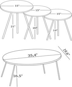 img 1 attached to 🏢 Mesmerizing 4 Piece Living Room Table Set, SUNRISE HOME DECOR - Elegant Marble Gray/Black Design, Hassle-free NO-Tools Assembly (Includes Ellipse Coffee Table and Square Nesting Tables)