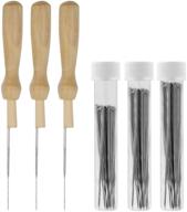 quwei 63 piece set of felting needles, wool felt 🧵 tools with 3 clear bottles and 3 wooden handles - various sizes logo