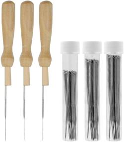 img 4 attached to Quwei 63 Piece Set of Felting Needles, Wool Felt 🧵 Tools with 3 Clear Bottles and 3 Wooden Handles - Various Sizes