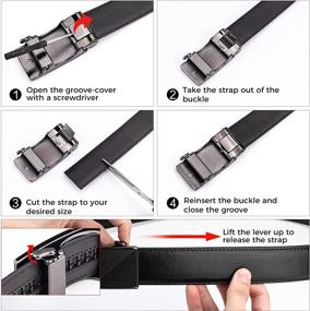 img 3 attached to 👔 Premium Leather Ratchet Automatic Men's Belt: Adjustable and Stylish ToyRis Accessories