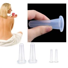 img 3 attached to 🌟 AKOAK 4-Piece Set (2 Large & 2 Small) Natural Silicone Massage Cups for Body, Face, Neck, Back, Eye Massage, Vacuum Tank, Ideal for Body and Facial Care, Anti-aging Beauty Tool - White