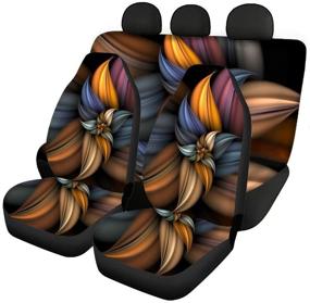 img 4 attached to 🌼 3D Colorful Floral Print Car Seat Covers - Complete Set for Front and Rear Split Benches, Easy to Install, Universal Fit for Auto, Truck, Van, SUV - TOADDMOS