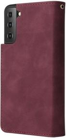 img 3 attached to 📱 Samsung Galaxy S21 Wallet Case with Card Slot – Premium PU Leather Zipper Flip Folio Wallet, Wrist Strap, Kickstand – Wine Red, 6.2 inch