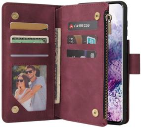 img 2 attached to 📱 Samsung Galaxy S21 Wallet Case with Card Slot – Premium PU Leather Zipper Flip Folio Wallet, Wrist Strap, Kickstand – Wine Red, 6.2 inch