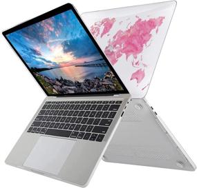 img 2 attached to Stylish MacBook Air 13 inch Case 2020: B BELK Smooth Laptop Hard Shell + Keyboard Covers - Silver Pink Map